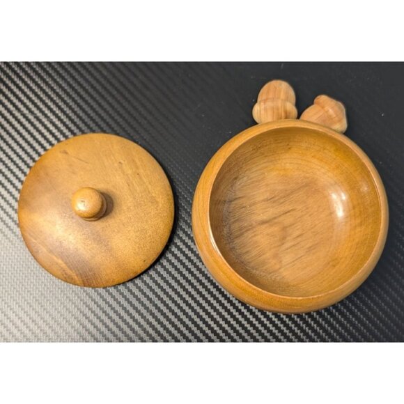 Vintage Myrtlewood Lidded Bowl With Acorn Set By Myrtle Craft Studio - Picture 2 of 11